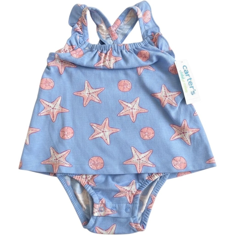 Carters Child of Mine Baby Girl Starfish Sunsuit Blue Pink 18M NWT